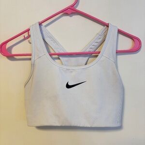 Nike Dri Fit Unpadded Round Neck Active Sports Bra White Womens Size Small